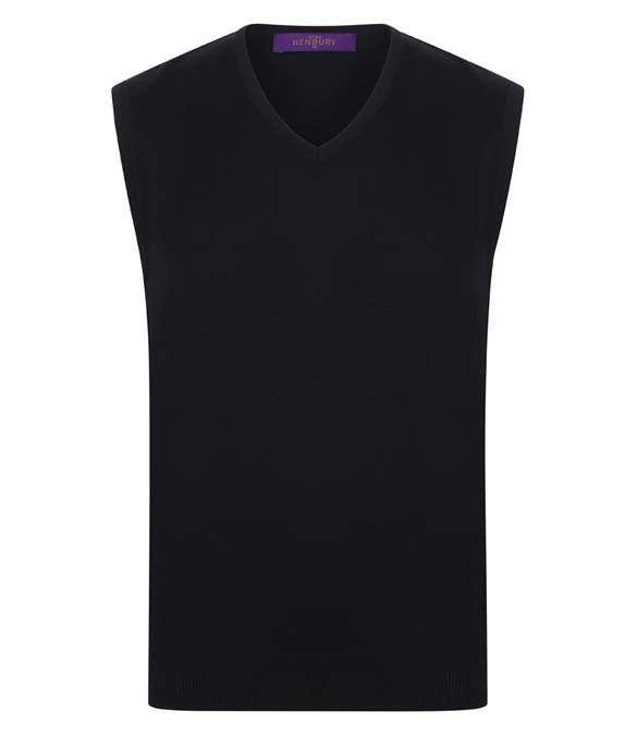 Henbury Lightweight Sleeveless Cotton Acrylic V Neck Sweater